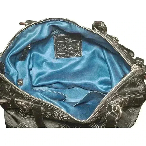 Coach Madison Signature Op Art Black Canvas Top Handle Satchel Shoulder Bag - Picture 10 of 16